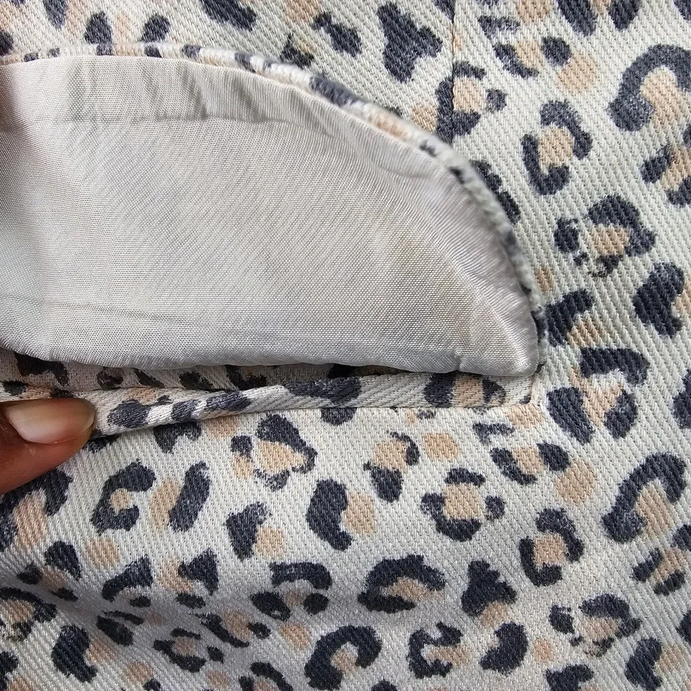 Nine West Blazer Jacket Women's 12 Beige‎ Black Leopard Print Formal Notch Lapel